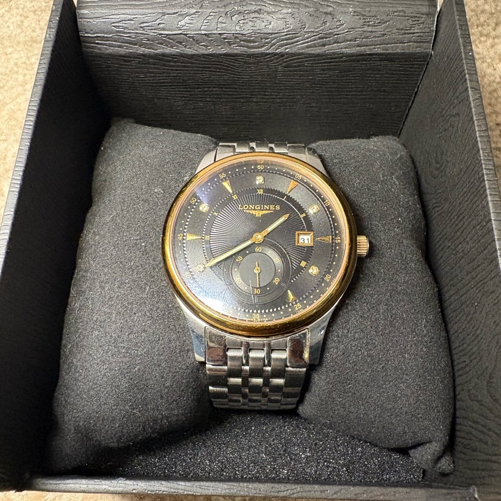 Longines Men's Black and Gold Watch - Picture 2 of 6